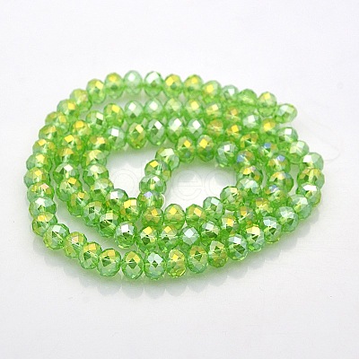 AB Color Plated Faceted Rondelle Electroplate Glass Beads Strands GLAA-A024D-AB06-1