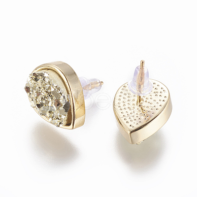 Brass Stud Earrings EJEW-J098-G-1