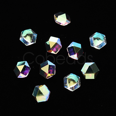 Hexagon Transparent Glass Cabochons MRMJ-T009-120-1