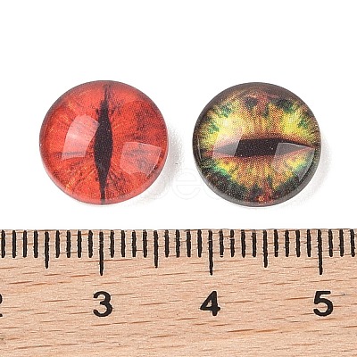 Half Round/Dome Dragon Eye Printed Glass Cabochons X-GGLA-A002-12mm-AB-1