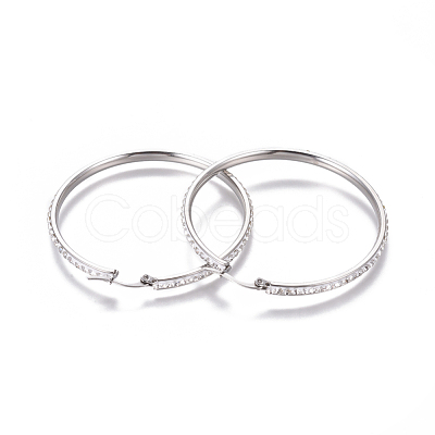 304 Stainless Steel Big Hoop Earrings EJEW-L232-036G-P-1