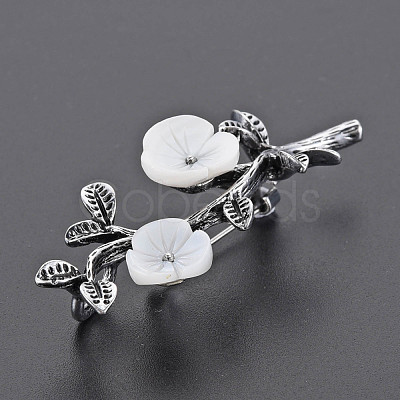 Branch and Flower Natural Shell Brooch Pin G-N333-008A-RS-1