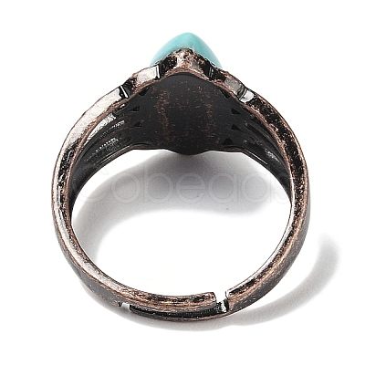 Synthetic Turquoise Horse Eye Adjustable Rings RJEW-K271-05R-11-1