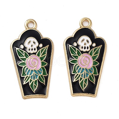 Halloween Theme Rack Plating Alloy Enamel Pendants FIND-Q099-02D-G-1