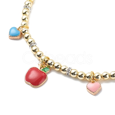 Heart & Cherry & Grape & Apple Enamel Fruit Charms Necklace NJEW-JN03964-1