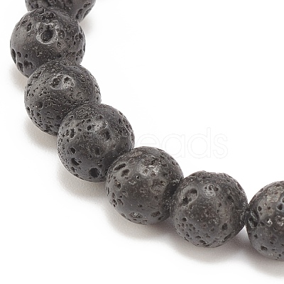 Natural Lava Rock & Synthetic Hematite Stretch Bracelet with Alloy Tube Beaded BJEW-JB08319-02-1