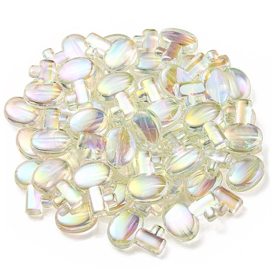 UV Plating Rainbow Iridescent Transparent Acrylic Beads OACR-C007-05-1