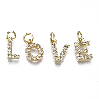 Brass Micro Pave Clear Cubic Zirconia Charms KK-N241-001-NR-1