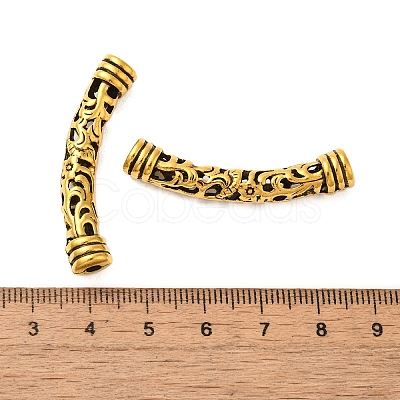 Tibetan Style Alloy Hollow Curved Flower Tube Beads FIND-Z063-32AG-1