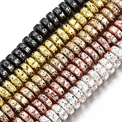 Electroplated Natural Lava Rock Beads Strands G-T114-67-1