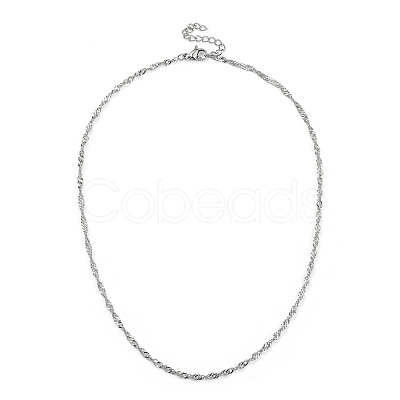 Non-Tarnish 304 Stainless Steel Singapore Chain Necklaces NJEW-JN02930-01-1