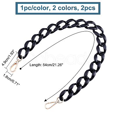 CHGCRAFT 2Pcs 2 Color Resin Curb Chains Bag Straps FIND-CA0005-05-1