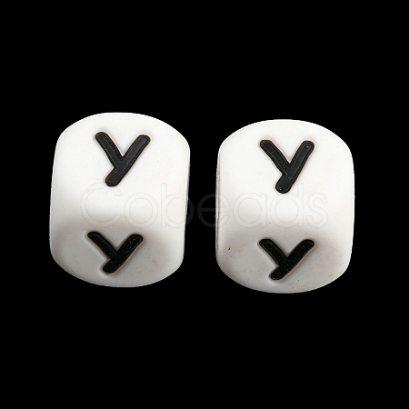 20Pcs White Cube Letter Silicone Beads 12x12x12mm Square Dice Alphabet Beads with 2mm Hole Spacer Loose Letter Beads for Bracelet Necklace Jewelry Making JX432Y-1