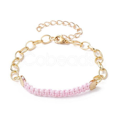 Waxed Cotton Cords Braided Link Bracelets BJEW-JB09963-01-1