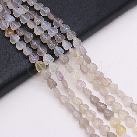 Natural Grey Agate Beads Strands HEAR-PW0002-083-03-1