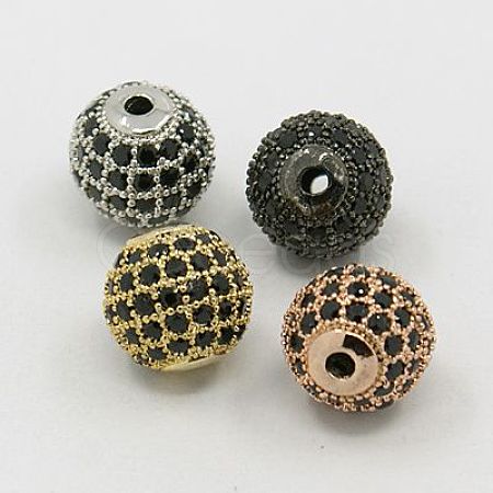 Brass Cubic Zirconia Beads ZIRC-F001-22-1