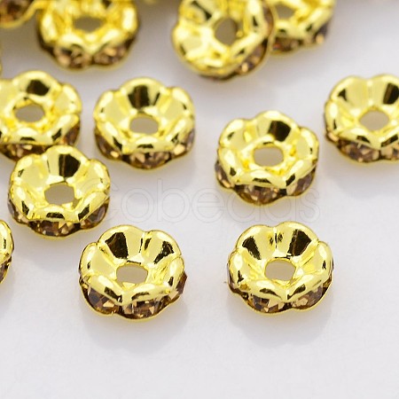 Brass Rhinestone Spacer Beads RB-A014-L6mm-14G-NF-1