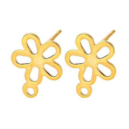 Flower Shape 201 Stainless Steel Stud Earrings Findings STAS-Q251-08G-1