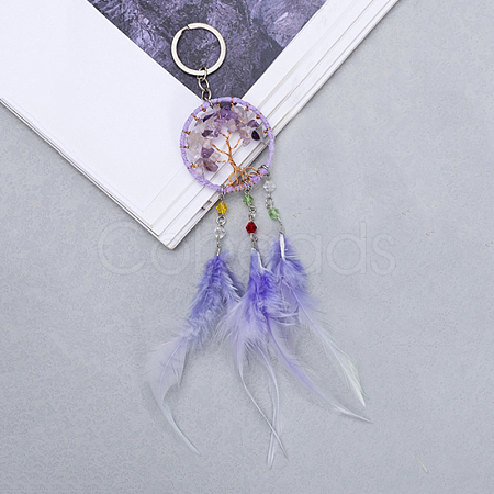 Natural Amethyst Tree of Life Keychain TREE-PW0002-19A-1
