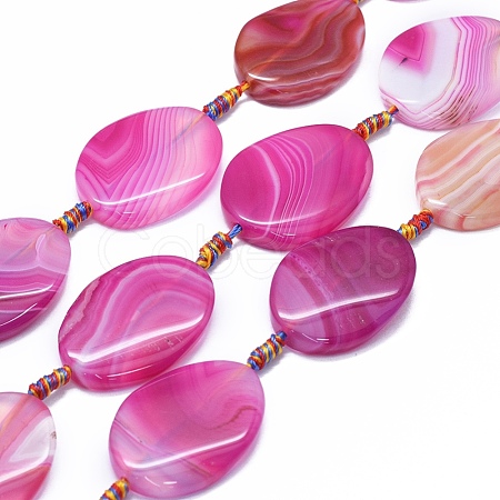 Natural Banded Agate/Striped Agate Beads Strands G-I245-54A-1