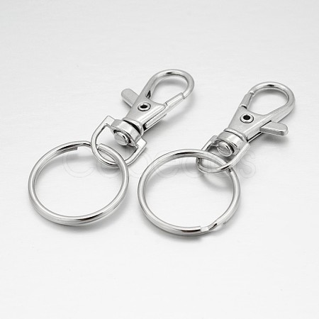 Alloy Swivel Clasps with Iron Key Rings X-PALLOY-O058-02-1