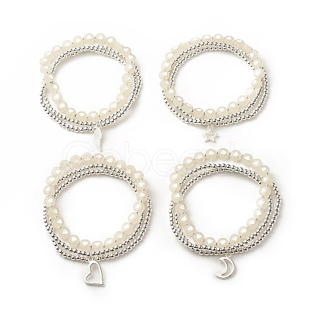2Pcs 2 Style Alloy Charm Multi-strand Bracelets Set BJEW-JB08158-1