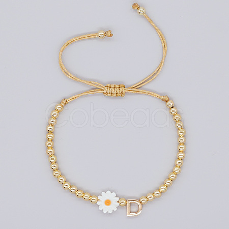 Golden Tone Daisy Braided Bead Bracelets WY1454-4-1