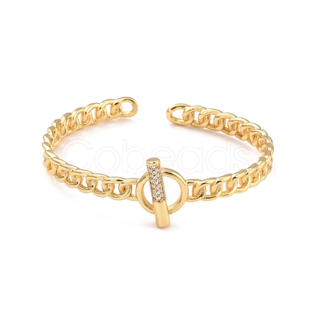 Toggle Clasp Shape Cubic Zirconia Cuff Bangle BJEW-I298-19G-1