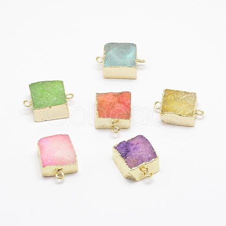 Electroplated Natural Druzy Agate Links connectors G-G656-01-1