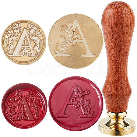 CRASPIRE 2Pcs 2 Styles Golden Tone Brass Wax Seal Stamp Head AJEW-CP0007-48B-06-1