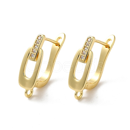 Hollow Oval Rack Plating Brass Micro Pave Cubic Zirconia Hoop Earrings Finding KK-E084-63G-1