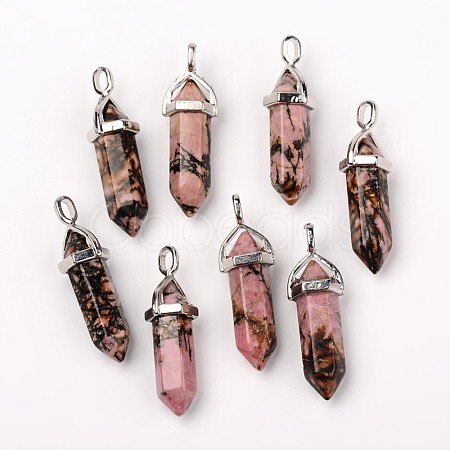 Natural Rhodonite Double Terminated Pointed Pendants G-F295-05D-1