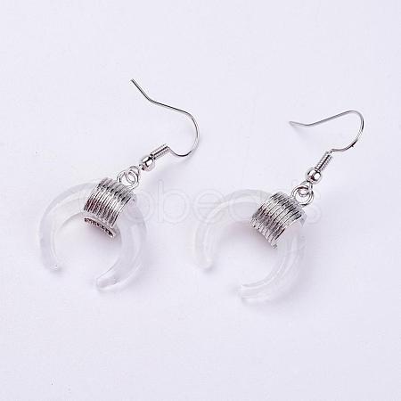 NaturalQuartz Crystal Dangle Earrings EJEW-L189-C08-1