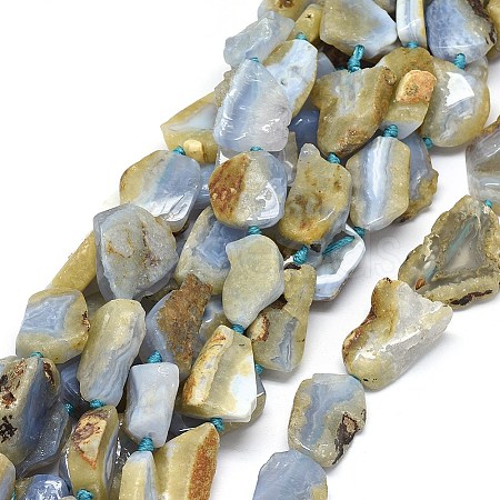 Natural Blue Lace Agate Beads Strands G-O173-004-1
