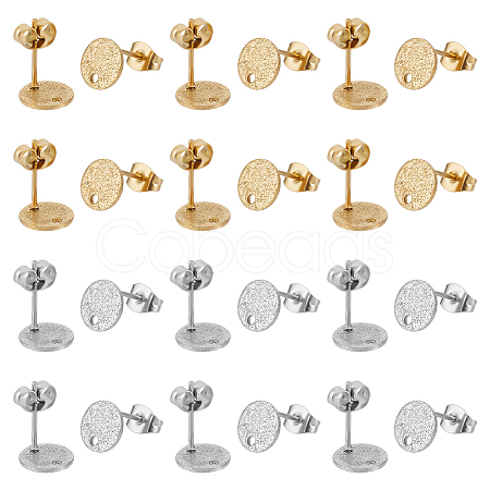 Unicraftale 40Pcs 2 Colors 304 Stainless Steel Stud Earring Findings STAS-UN0056-08-1