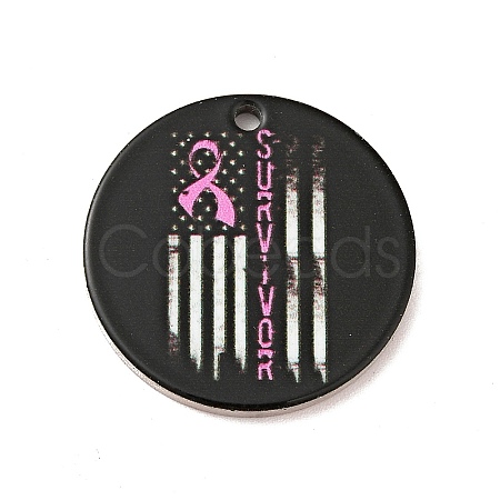 Breast Cancer Pink Awareness Ribbon Style 201 Stainless Steel Pendants STAS-J041-03E-1