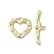 Brass Micro Pave Cubic Zirconia Toggle Clasps, Long-Lasting Plated, Heart, Golden, 15x14.5x2mm, Hole: 1.2mm