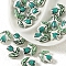 Handmade Porcelain Bright Glazed Beads, Flower, Teal, 10mm