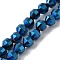 Electroplated Synthetic Non-magnetic Hematite Beads Strands, Faceted Bicone Barrel Drum, Blue Plated, 7~8mm, Hole: 1.4mm, about 53pcs/strand, 15.55''(39.5cm)