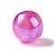 UV Plating Rainbow Iridescent Acrylic Beads, with Glitter Powder, Round, Fuchsia, 11.5mm, Hole: 2.5mm