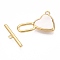 Brass Toggle Clasps, with Shell, Heart, Real 18K Gold Plated, 21.5x13.5x2.5mm, Hole: 1.8mm, Bar: 3.5x18x1.5mm, Hole: 1.2mm