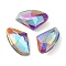 Glass Rhinestone Cabochons, Flat Back & Back Plated, Faceted, Axe, Bermuda Blue, 14x9x4.5mm