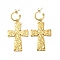 304 Stainless Steel Earrings, Cross, Golden, 61x30mm