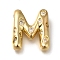 Brass with Cubic Zirconia Pendant, Letter M, Letter M, 21.5x24x5.5mm, Hole: 4mm