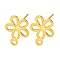 Flower Shape 201 Stainless Steel Stud Earrings Findings, with 304 Stainless Steel Pins & Horizontal Loop, Golden, 14x11.5mm, Hole: 1.4mm, Pin: 0.7mm.