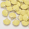 Alloy Enamel Charms, Light Gold, Scallop Shell Shape, Yellow, 13x13x2mm, Hole: 1.5mm