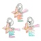 Resin & Acrylic Keychains, with Alloy Split Key Rings and Faux Suede Tassel Pendants, Letter & Butterfly, Random Gradient Color, Letter E, 8.6cm