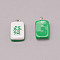 Resin Pendants, with Iron Finding, Imitation Mahjong Tiles, Green, Rectangle, Green Dragon, 19.5~20.5x11.5x7~7.5mm, Hole: 2mm