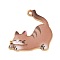 Rack Plating Alloy Enamel Pendants, Golden, Cat Charm, Dark Salmon, 25x25x25mm, Hole: 2mm