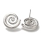 Brass Micro Pave Clear Cubic Zirconia Spiral Stud Earrings for Women, Real Platinum Plated, 20x20mm